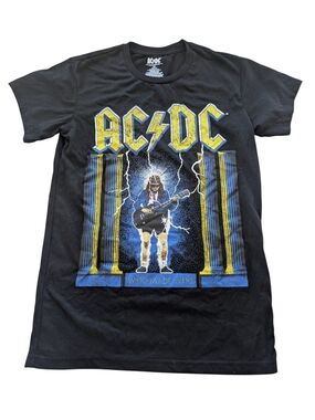 AC/DC Who Made Who Angus Young Black Graphic Band Tee Men's Small Rock T-Shirt